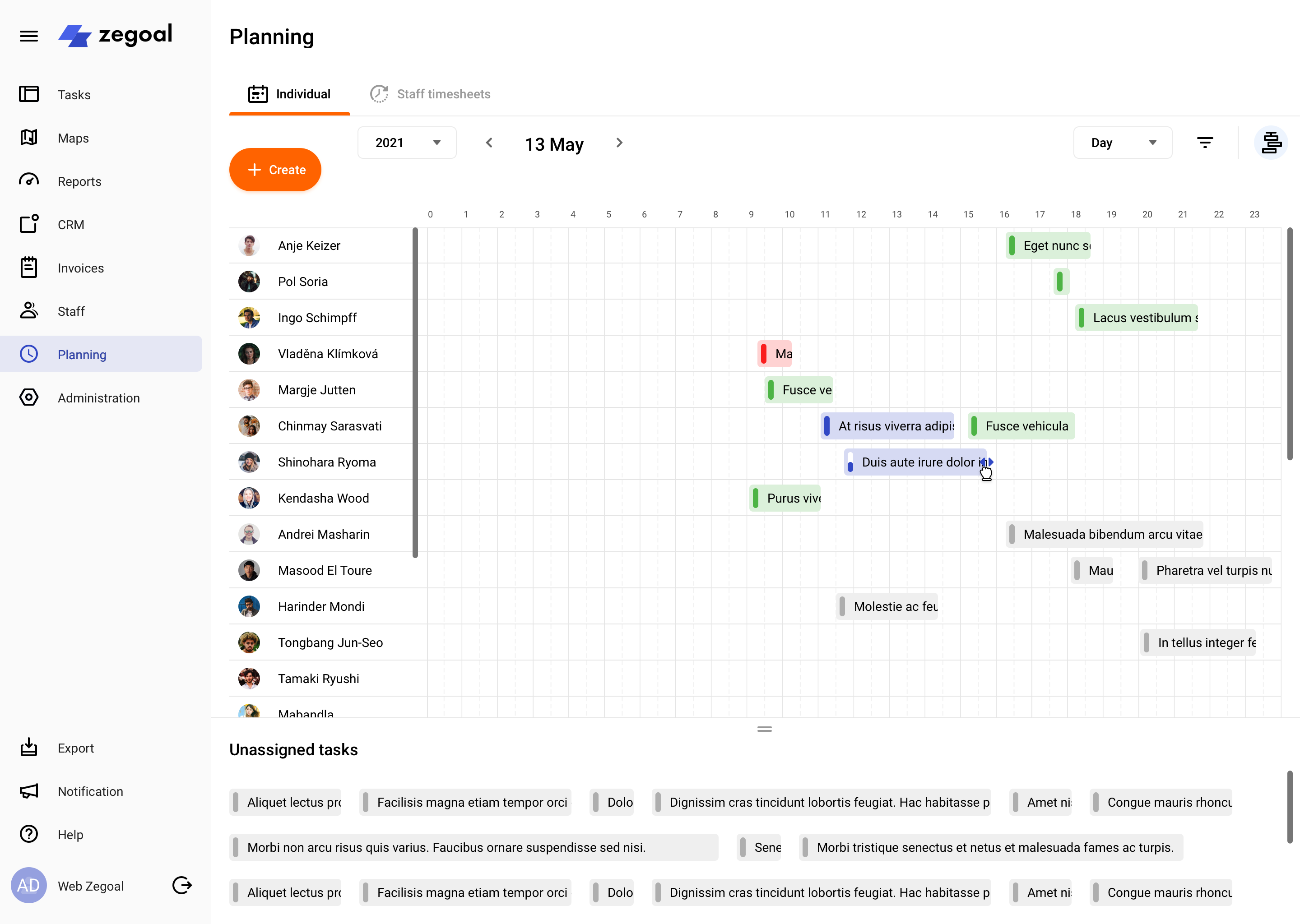 Timeline - Task - Time change