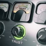 Trust concept. Trust switch knob on maximum position.