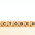 October word on wooden blocks