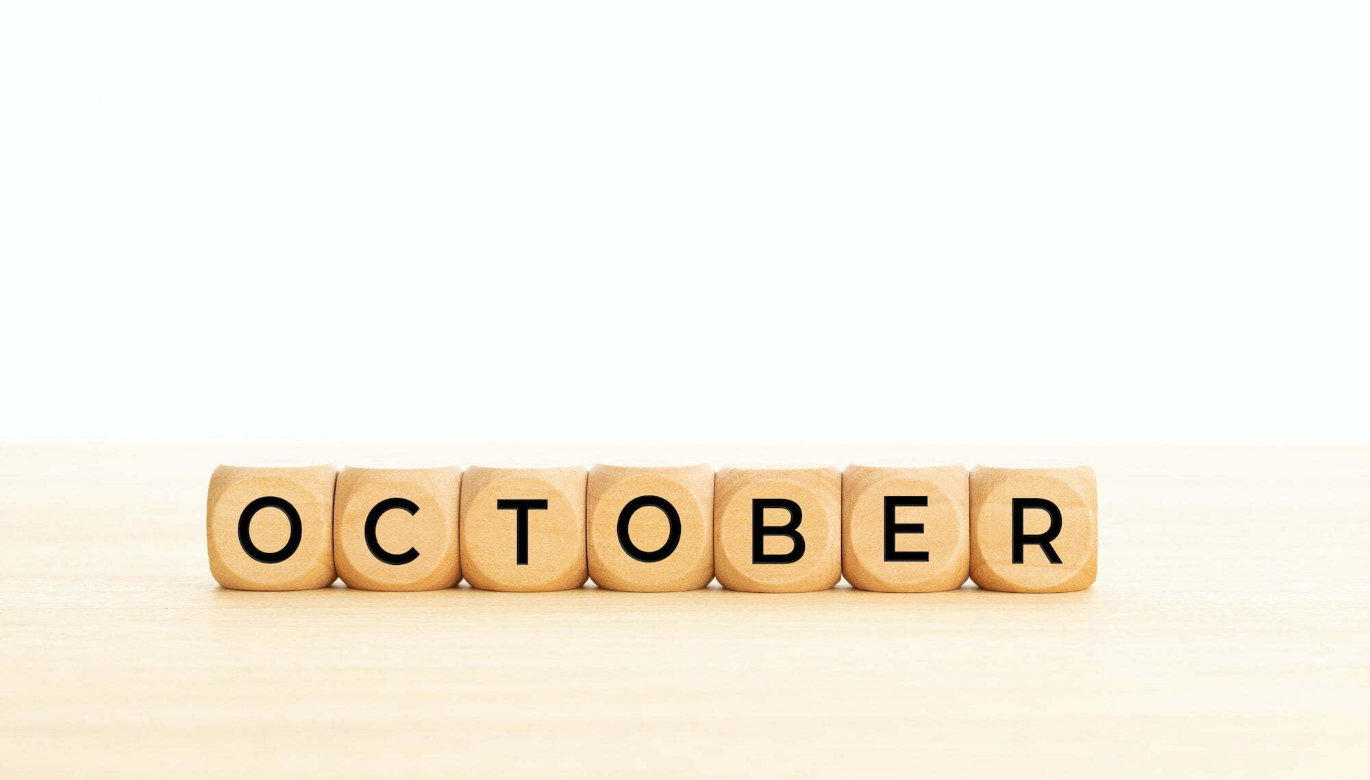 October word on wooden blocks