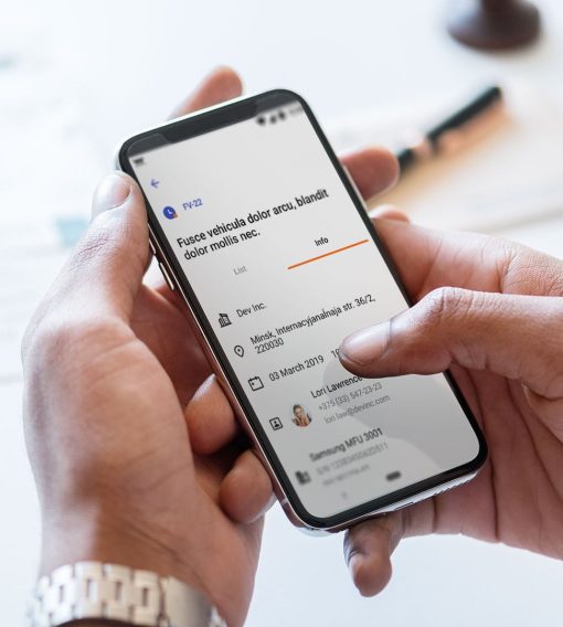 phone in hand with task details